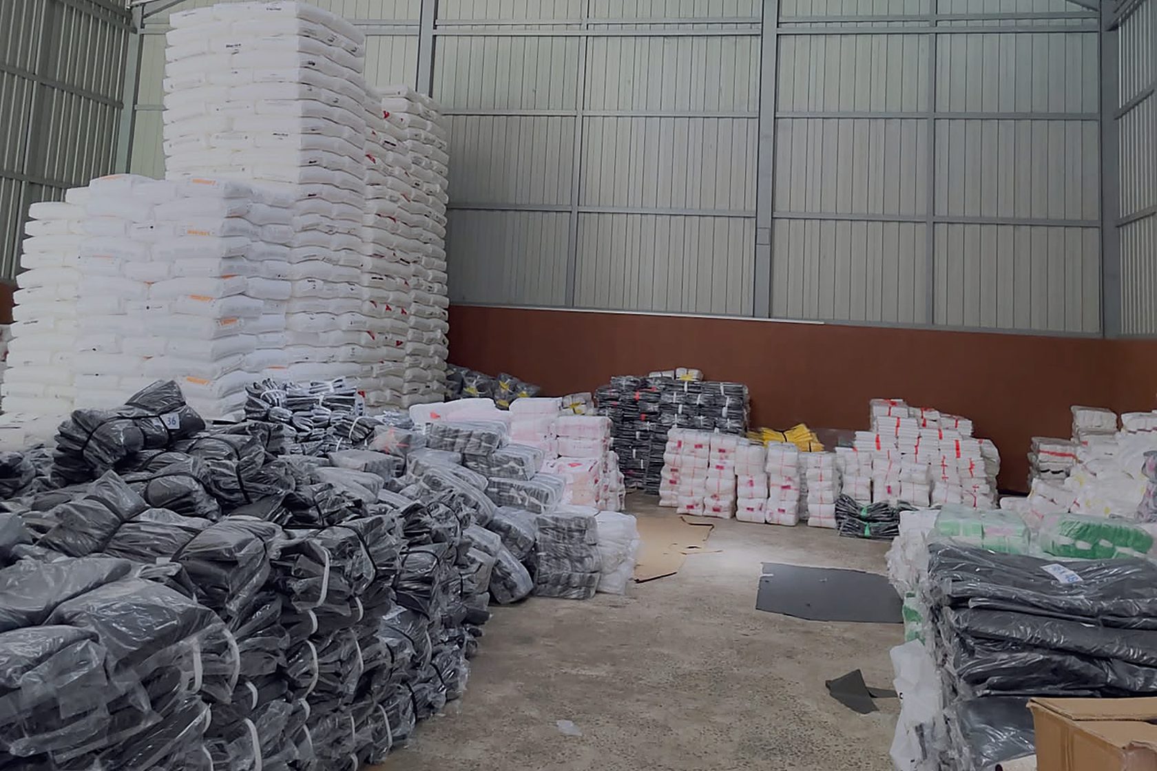 Finished bags bundled and stacked on the despatch floor