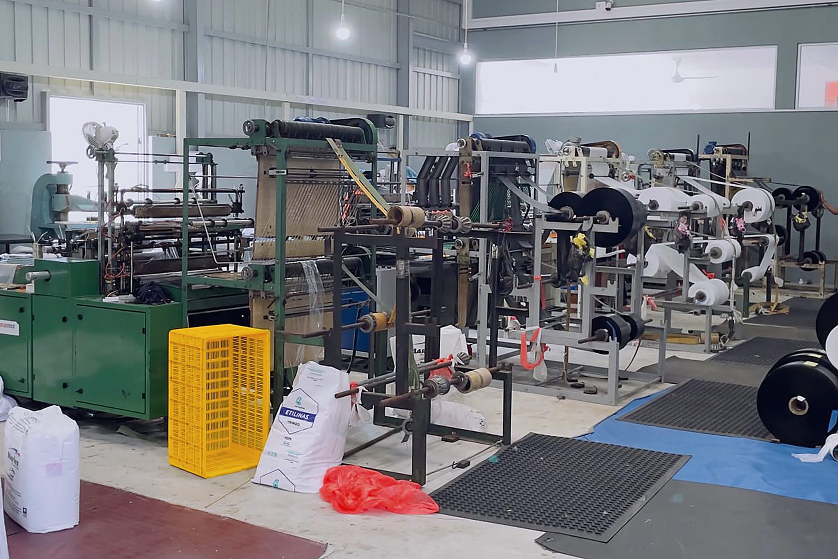 The bag-making row, sealing and cutting machines side by side
